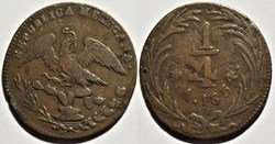 México - 1/4 Real 1834- 1st Republic