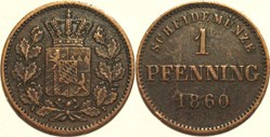 Maximilian II - 1 Pfenning 1860 - Kingdom of Bavaria