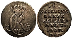 Christian VII - 4 Skilling Dansk 1807 Denmark