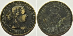 1868 Jubia - ½ Centimo - Isabel II España (ex.2)