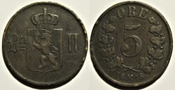Norway - Oskar II - 5 Øre 1878