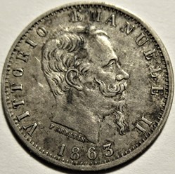 1863 Royaume d'Italie, 20 Centesimi, Torino - Vittorio Emanuele II