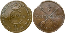 Sweden - Carl XIV Johan - ½ Skilling 1822