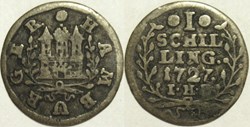1727 Free Hanseatic City of Hamburg, 1 Schilling - Karl VI Emperor
