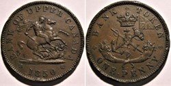 Upper Canada - 1850 One Penny Bank Token, St. George
