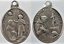 Médaillette de Saint Antoine de Padoue & Saint François d'Assise - XVIIIe