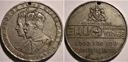 George V & Mary - 1935 Silver Jubilee Medal - Australian Wines Emu