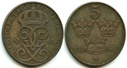 Gustaf V of Sweden - 5 Öre 1926