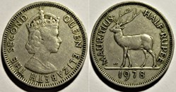 Elizabeth II - 1/2 Rupee 1978 - Mauritius