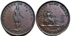 Quebec Un Sou 1852 - HalfPenny Token Bank - Canadian Province (ex.3)