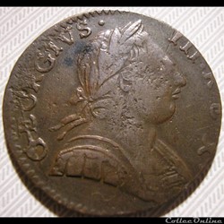 1775 Half Penny No Regal - George III of Great Britain (Ex.5)