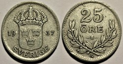 Gustaf V of Sweden - 25 Öre 1937