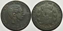 1879 - Barcelona 10 Centimos - Alfonso XII - Contemporary Counterfeit