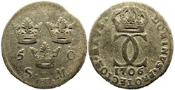 Sweden, Karl XII - 5 Öre 1706