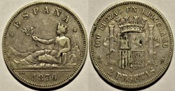 1870 (73) - 2 Pesetas - Provisional Government of Spain