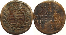 Christian Ernest II & Francis Josias - 1 Heller 1739, Duchy of Saxe-Coburg-Saalfeld