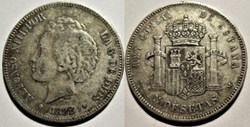 1892 - 5 Pesetas - Alfonso XIII de España