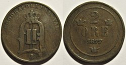 Sweden - Oskar II - 2 Öre 1877