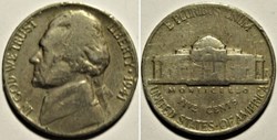 1941 Five Cents Jefferson, Philadelphia (1st Portrait)