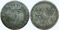 Sweden - Karl XI - 5 Öre 1691