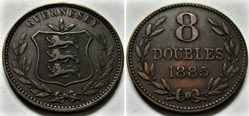 States of Guernsey - 8 Doubles 1885 H
