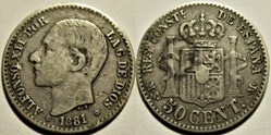 1881 - 50 Centimos - Alfonso XII de España