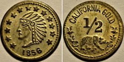 "California Gold" Half Dollar 1856 - Token Indian & Bear