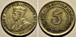 George V - 5 Cents 1919 - Straits Settlements
