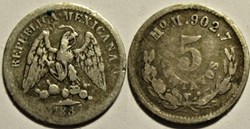 México - 5 Centavos 1887 Overdate