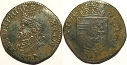 Philip II of Spain - 1 Liard 1586 - Tournai, Spanish Netherlands