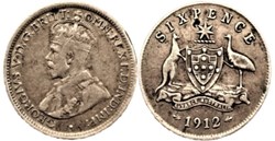 George V - Six Pence 1912 - Australia