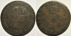 1868 Jubia - 5 Centimos - Isabel II de España - Falsa de epoca