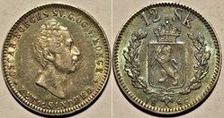 Oscar I - 12 Skilling 1856/5 Norway - Overdate