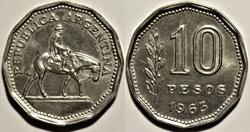 Argentina - 10 Pesos "El Gaucho Resero" 1963