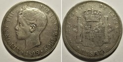 1898 - 5 Pesetas - Alfonso XIII de España