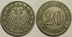 Wilhelm II - 20 Pfennige 1892 Hamburg, German Empire