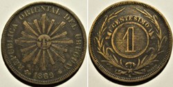 Uruguay - 1 Centésimo 1869 Heaton