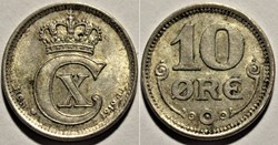 Christian X Denmark - 10 Øre 1919