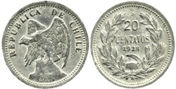 Chile - 20 Centavos 1938 Santiago