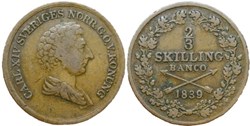 Sweden - Karl XIV Johan - 2/3 Skilling Banco 1839