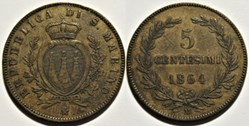 1864 Repubblica di San Marino, 5 Centesimi