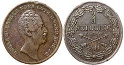 Sweden - Oscar I - 2/3 Skilling 1845/4 - Overdate