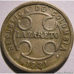 2 Centavos 1921 RH - LAZARETO / LEPROSA