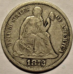 1872 S Dime - 10 Cents