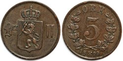 Norway - Oskar II - 5 Øre 1899