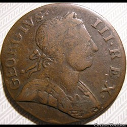 1775 Half Penny No Regal - George III of Great Britain (Ex.8)