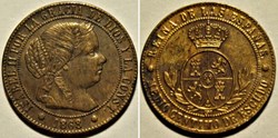 1868 Barcelona - ½ Centimo - Isabel II España