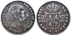 1885 Filipinas - 10 Céntimos de Peso - Alfonso XII de España