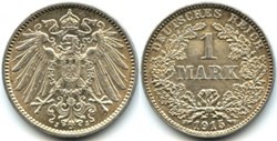 Wilhelm II - 1 Mark 1915 Hamburg, German Empire