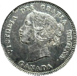Victoria - 5 Cents 1891 - Long top lip - Die Crack